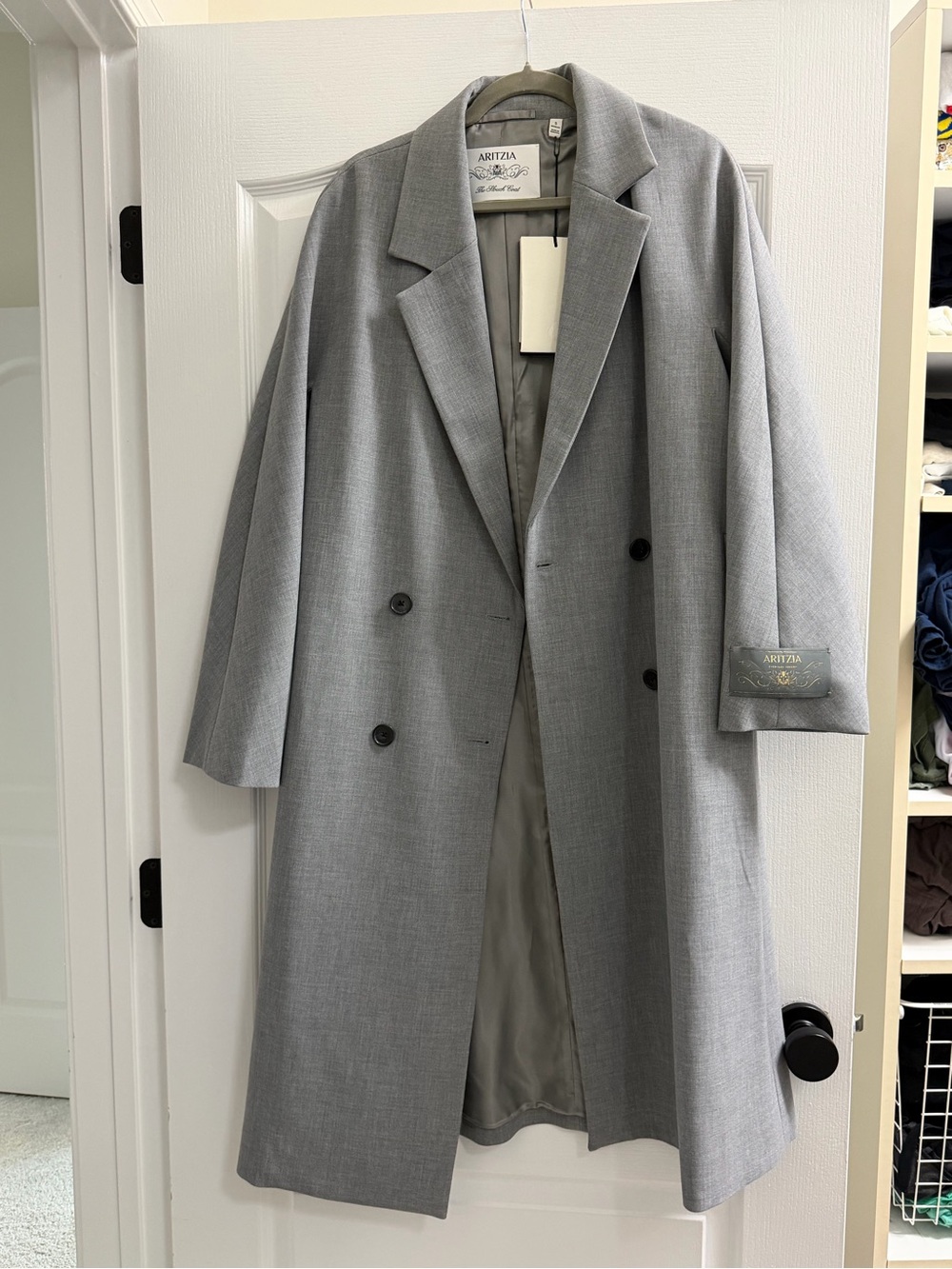 NWT Aritzia The Slouch Coat Heather Dark Grey Size Small
